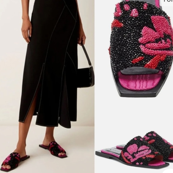 Ganni Embroidered Square Toe Sandal
